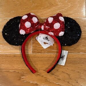 Disney Sequin Minnie Ears Headband - Red & Black